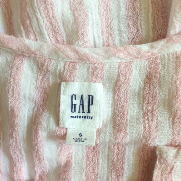 GAP Maternity Pink White Striped Lace-Up Top - Picture 5 of 5